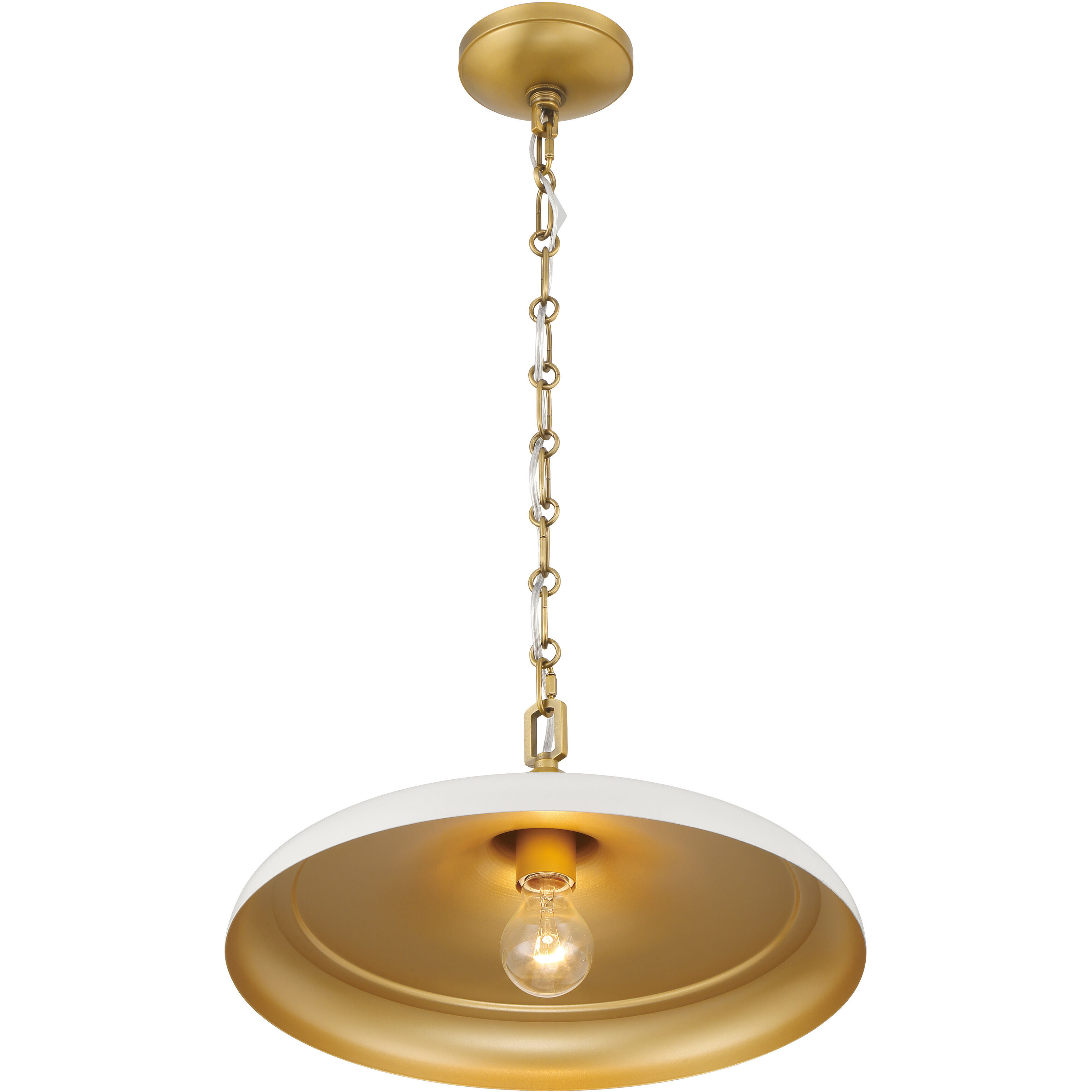 Crowne 1 Light 16 inch Legacy Brass and Off White Cream Pendant Ceiling Light
