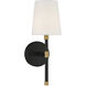 Brody 1 Light 5.75 inch Black with Warm Brass Accents Wall Sconce Wall Light in Matte Black with Warm Brass, Essentials