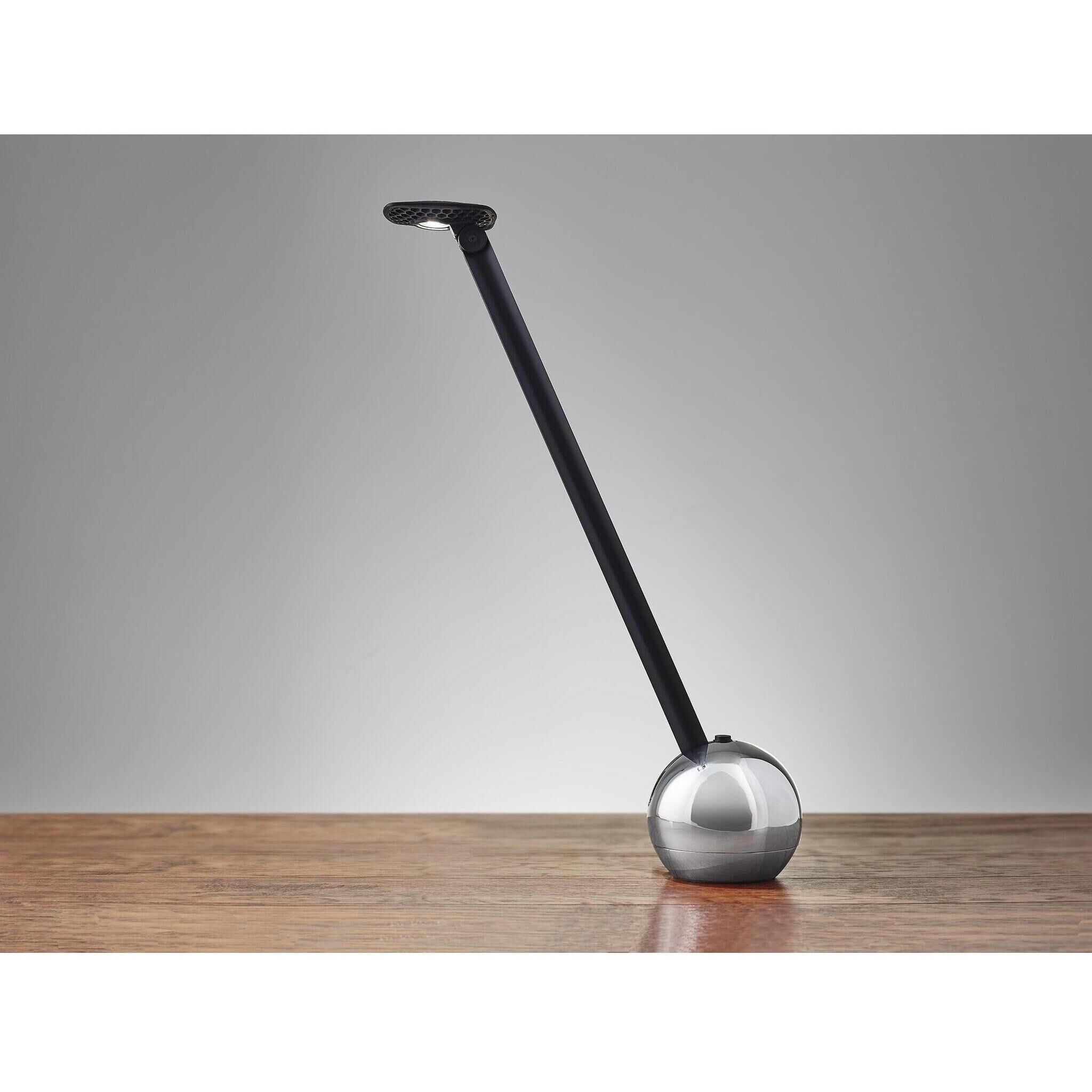 Kiu 4 inch 7.00 watt Chrome and Black Desk Lamp Portable Light, ADS360