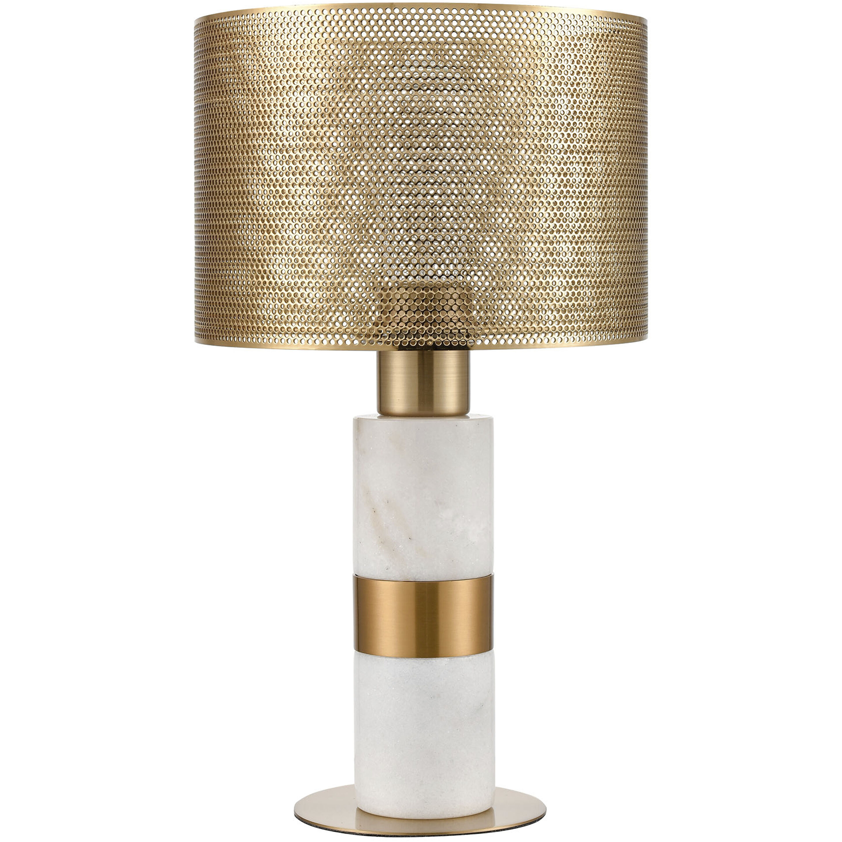 Sureshot 15 inch 60 watt White with Aged Brass Table Lamp Portable Light