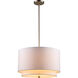 Schiffer 3 Light 18 inch Brushed Nickel Pendant Ceiling Light in Ivory Fabric Drum - Double Shade