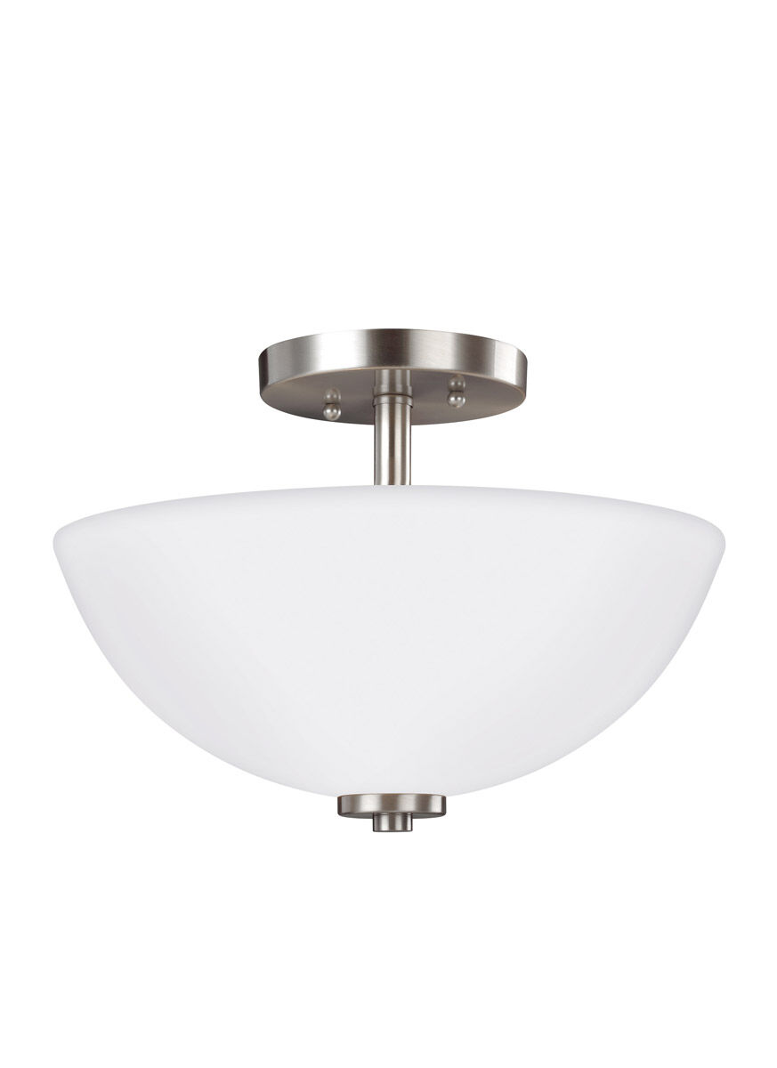 Oslo 2 Light 13.5 inch Brushed Nickel Convertible Pendant Semi-Flush Ceiling Light