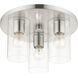 Zurich 3 Light 14 inch Brushed Nickel Flush Mount Ceiling Light