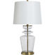 Cameron 30 inch 150 watt Clear Seeded and Gold and Off-White Table Lamp Portable Light