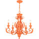 Valencia 5 Light 25 inch Shiny Orange Chandelier Ceiling Light
