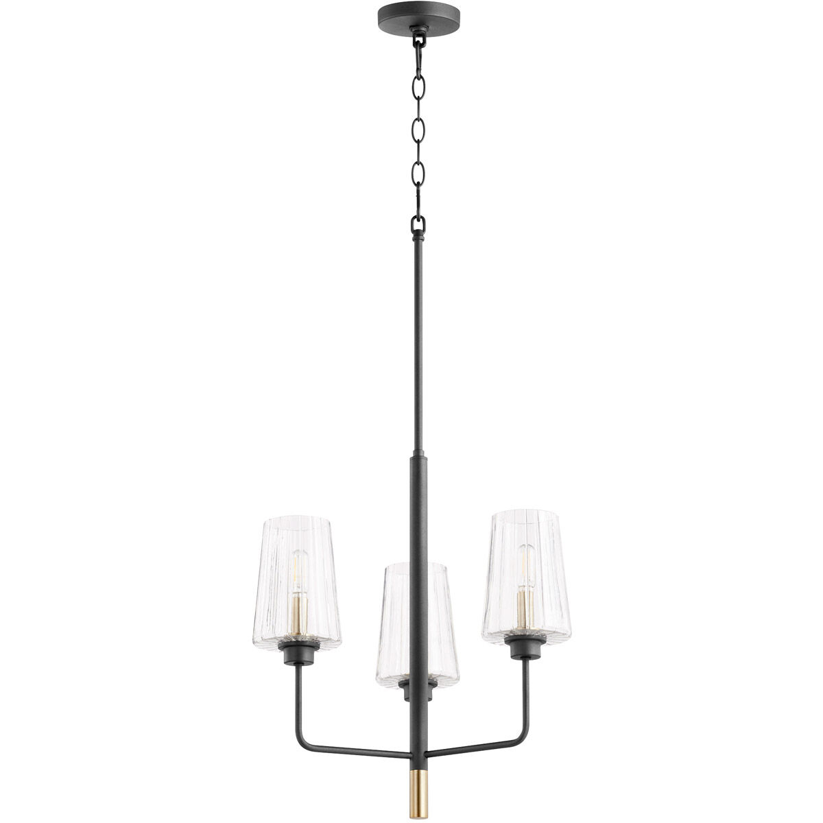 Dalia 3 Light 19 inch Noir with Aged Brass Chandelier Ceiling Light