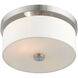 Meridian 2 Light 11 inch Brushed Nickel Flush Mount Ceiling Light