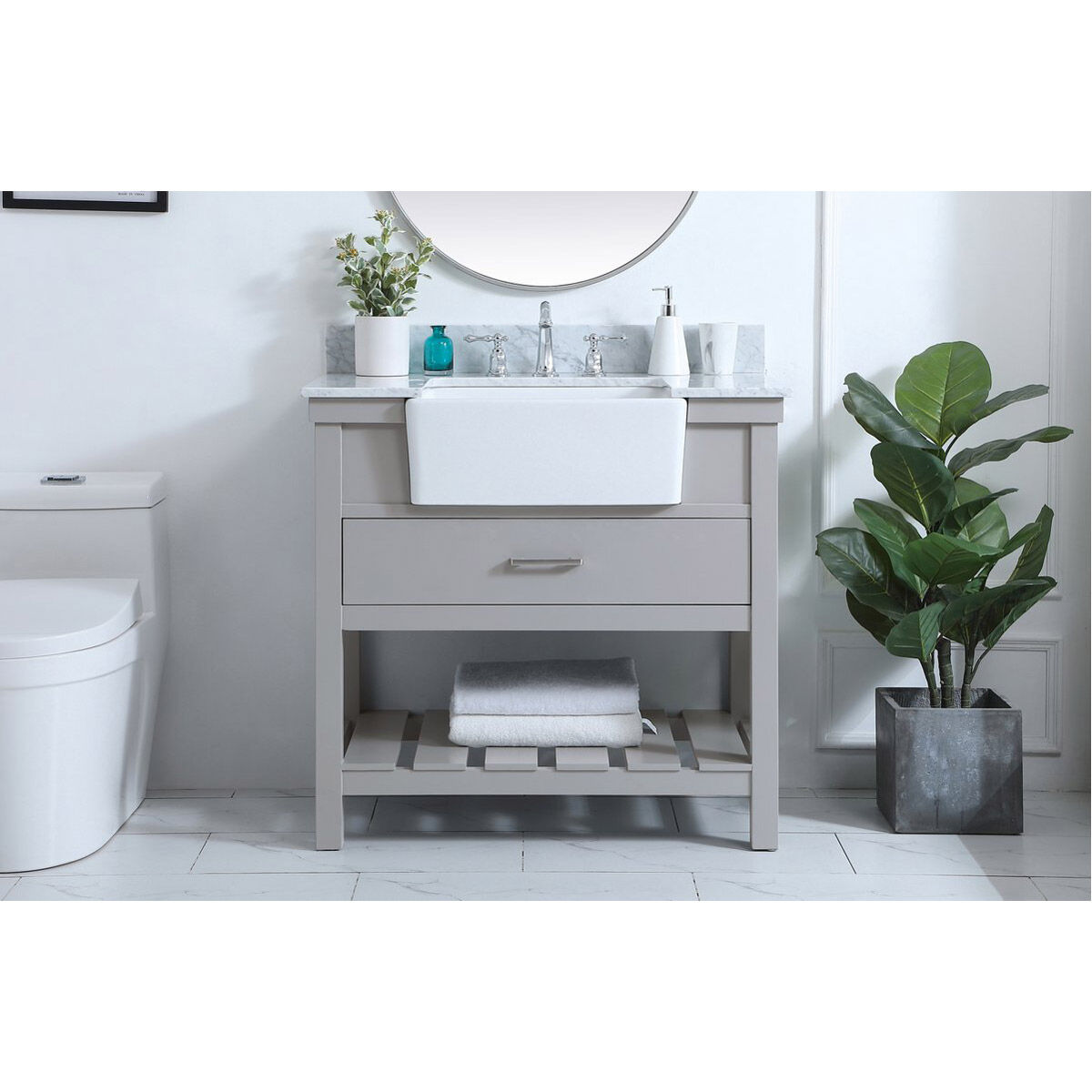 Clement 36 X 22 X 34.13 inch Grey Bathroom Vanity Cabinet