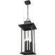 Tiberius 6 Light 12 inch Black Outdoor Chain Mount Ceiling Fixture in Clear Seedy Glass