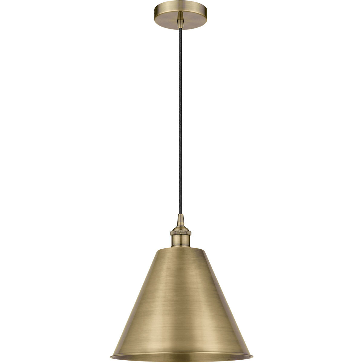 Edison Cone LED 12 inch Antique Brass Mini Pendant Ceiling Light