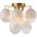 Globo LED 15.75 inch Brass Semi-Flush Mount Ceiling Light in Milky White