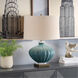 Reeves 29 inch 150 watt Turquoise Volcanic and Antique Brass with Crystal Table Lamp Portable Light