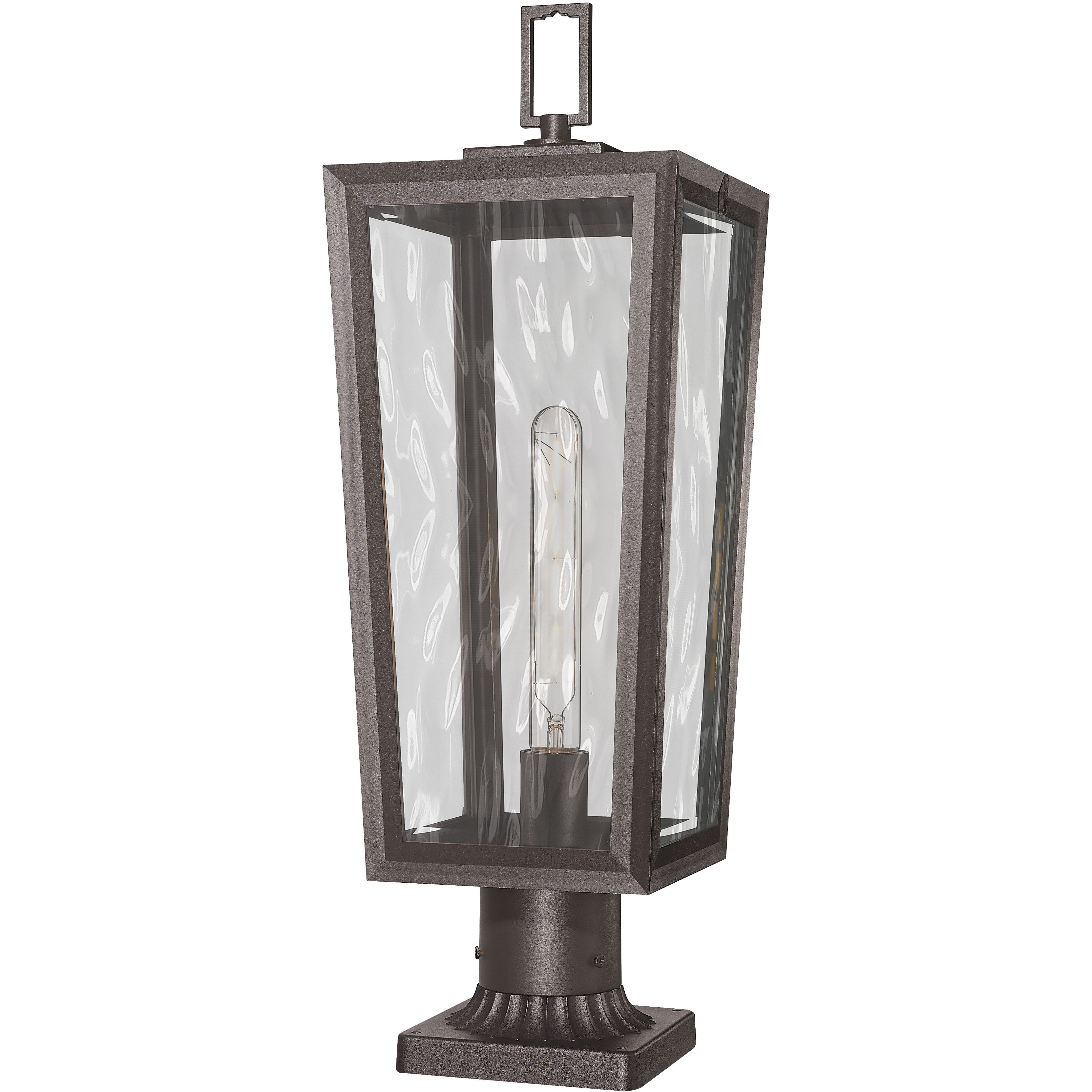 Madison 1 Light 22.88 inch Bronze Outdoor Post Lantern in Waterglass