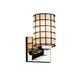 Wire Glass LED 4.5 inch Polished Chrome Wall Sconce Wall Light in 700 Lm LED, Grid with Clear Bubbles, Cylinder with Flat Rim