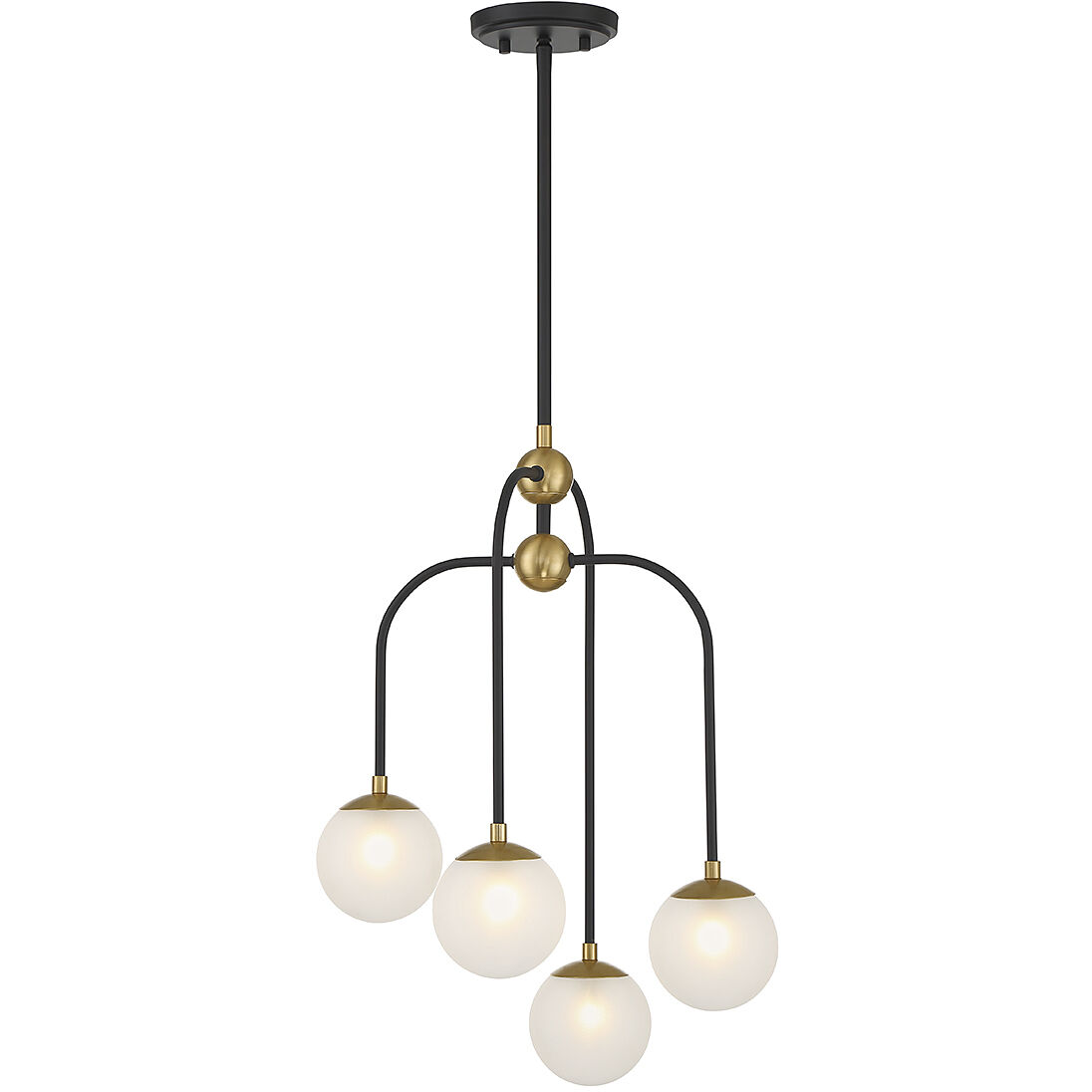 Couplet 4 Light 16 inch Black with Warm Brass Accents Chandelier Ceiling Light