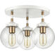Boudreaux 3 Light 15 inch Matte White with Satin Brass Semi Flush Mount Ceiling Light