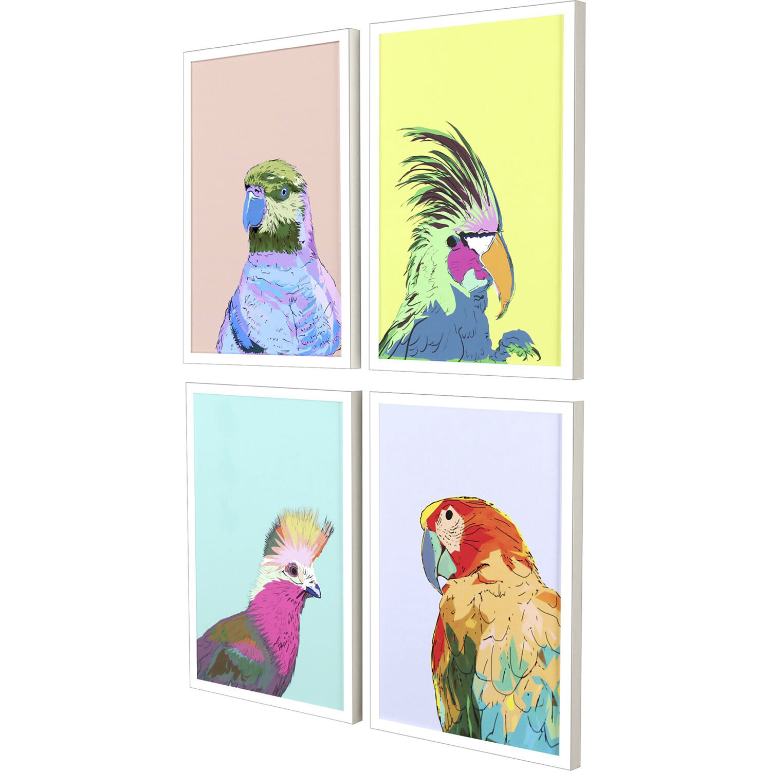 Friendly Parrots Multi and Blue and Green and Pink Framed Art