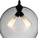 Glass 2 Light 12 inch Black Down Mini Pendant Ceiling Light in Smoke