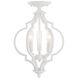 Transitional 3 Light 11 inch Bisque White Convertible Semi-Flush or Pendant Ceiling Light