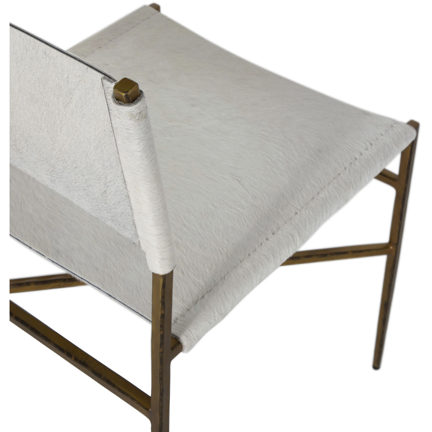 Landon 37 inch Antique Aged Brass / Natural Ivory Hide Bar Counter Stool