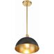 Soto 1 Light 12 inch Matte Black and Antique Gold Mini Pendant Ceiling Light