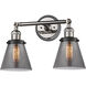 Franklin Restoration Small Cone 2 Light 16 inch Polished Nickel/Matte Black Bath Vanity Light Wall Light in Plated Smoke Glass