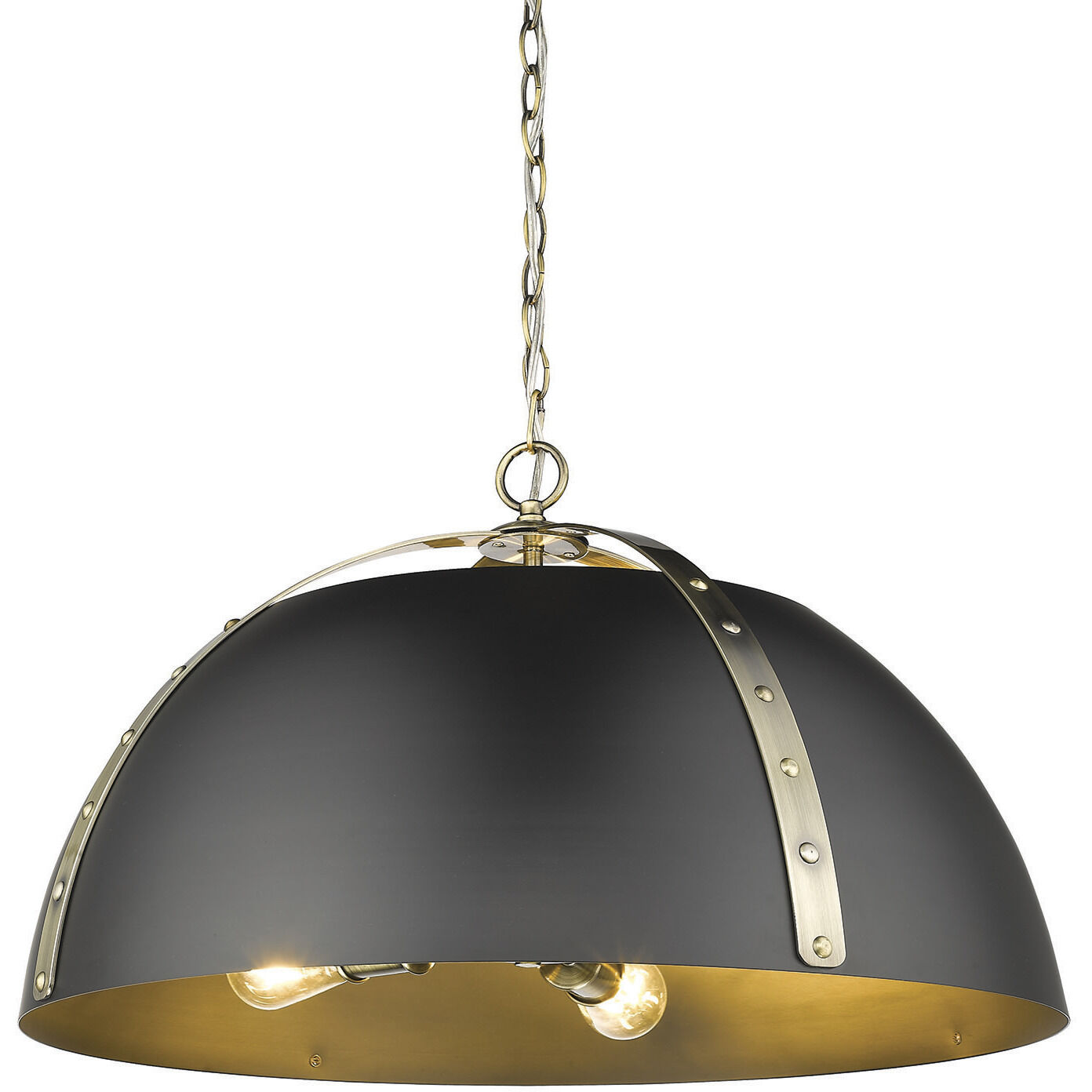 Aldrich Pendant Ceiling Light in Aged Brass, Matte Black