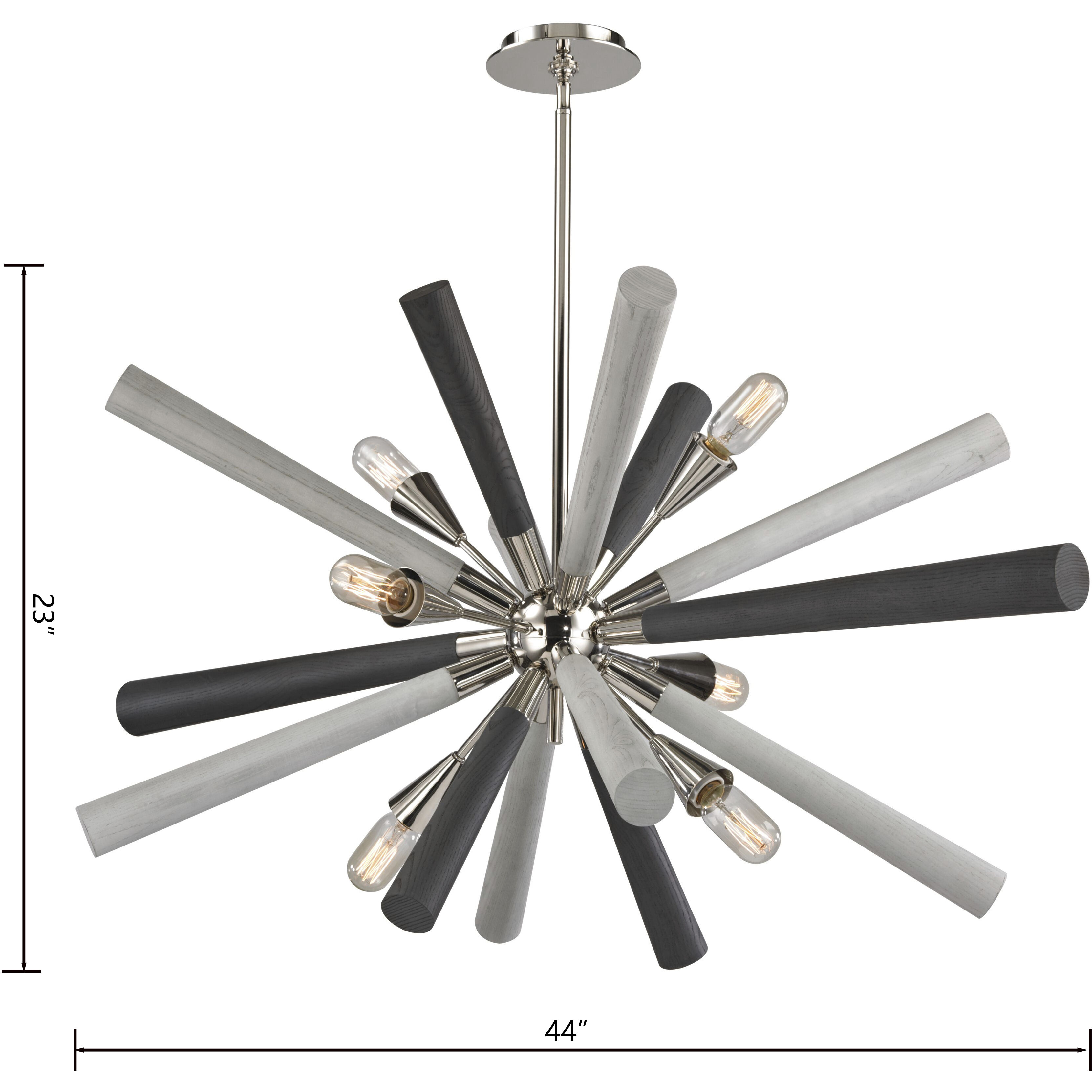 Solara 6 Light 44 inch Polished Nickel with Graywash Chandelier Ceiling Light