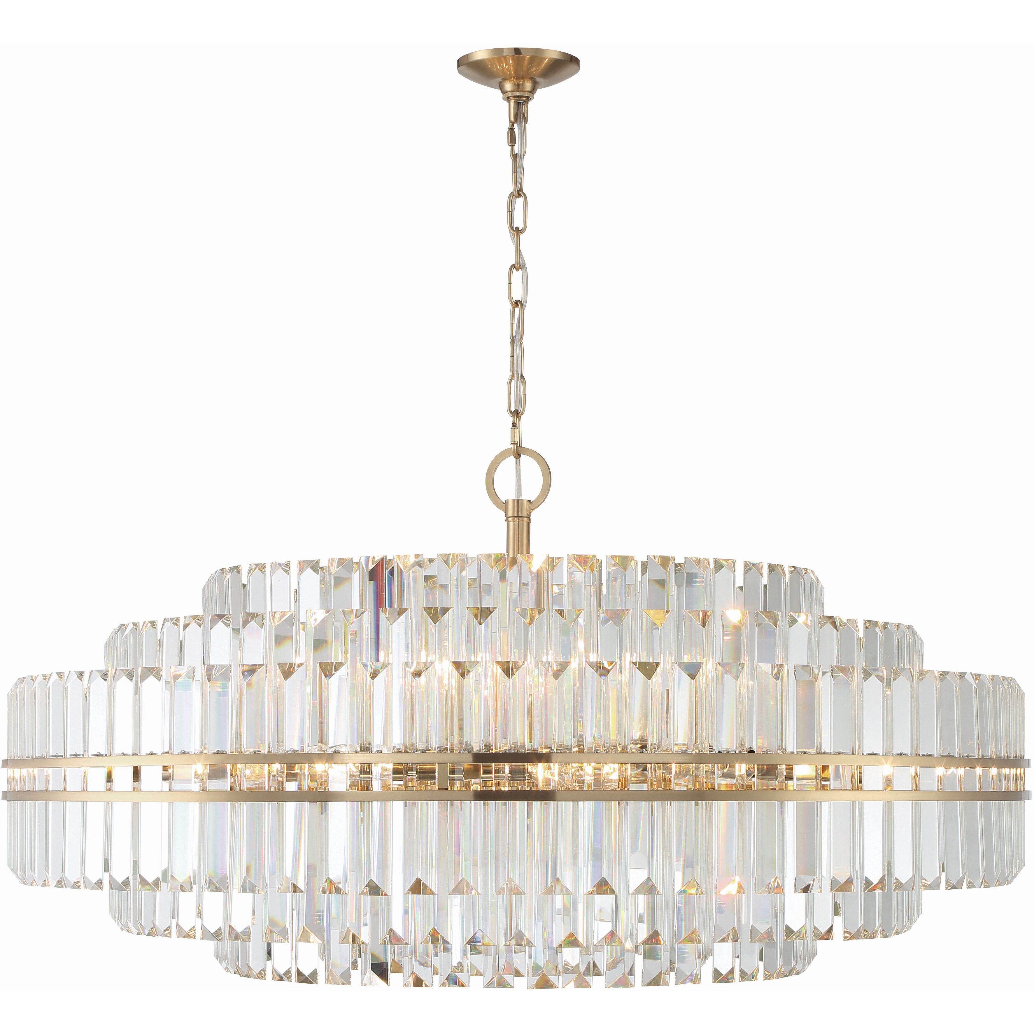 Hayes 32 Light 40.5 inch Aged Brass Chandelier Ceiling Light