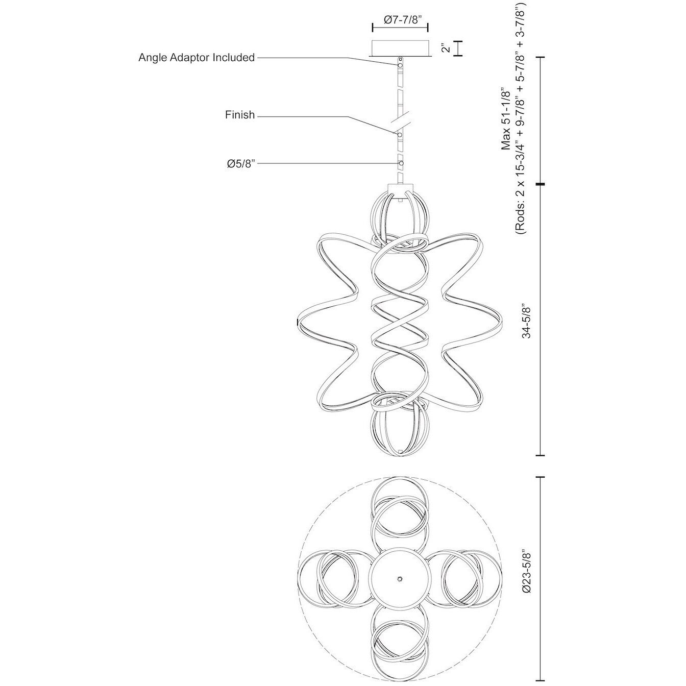 Synergy LED 23.63 inch Black Chandelier Ceiling Light