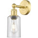 Clymer 1 Light 3.88 inch Satin Gold Sconce Wall Light in Seedy Glass