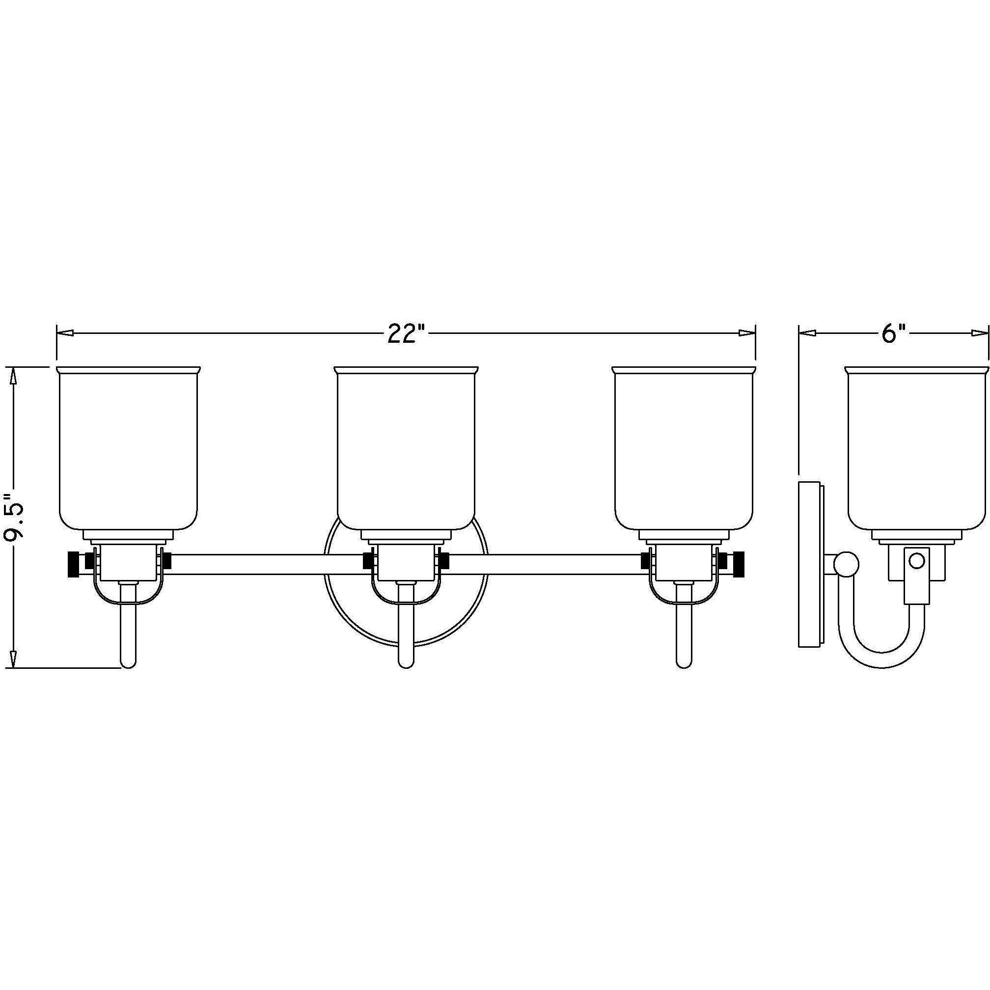 Kinsley 3 Light 22 inch Matte Black Vanity Wall Light