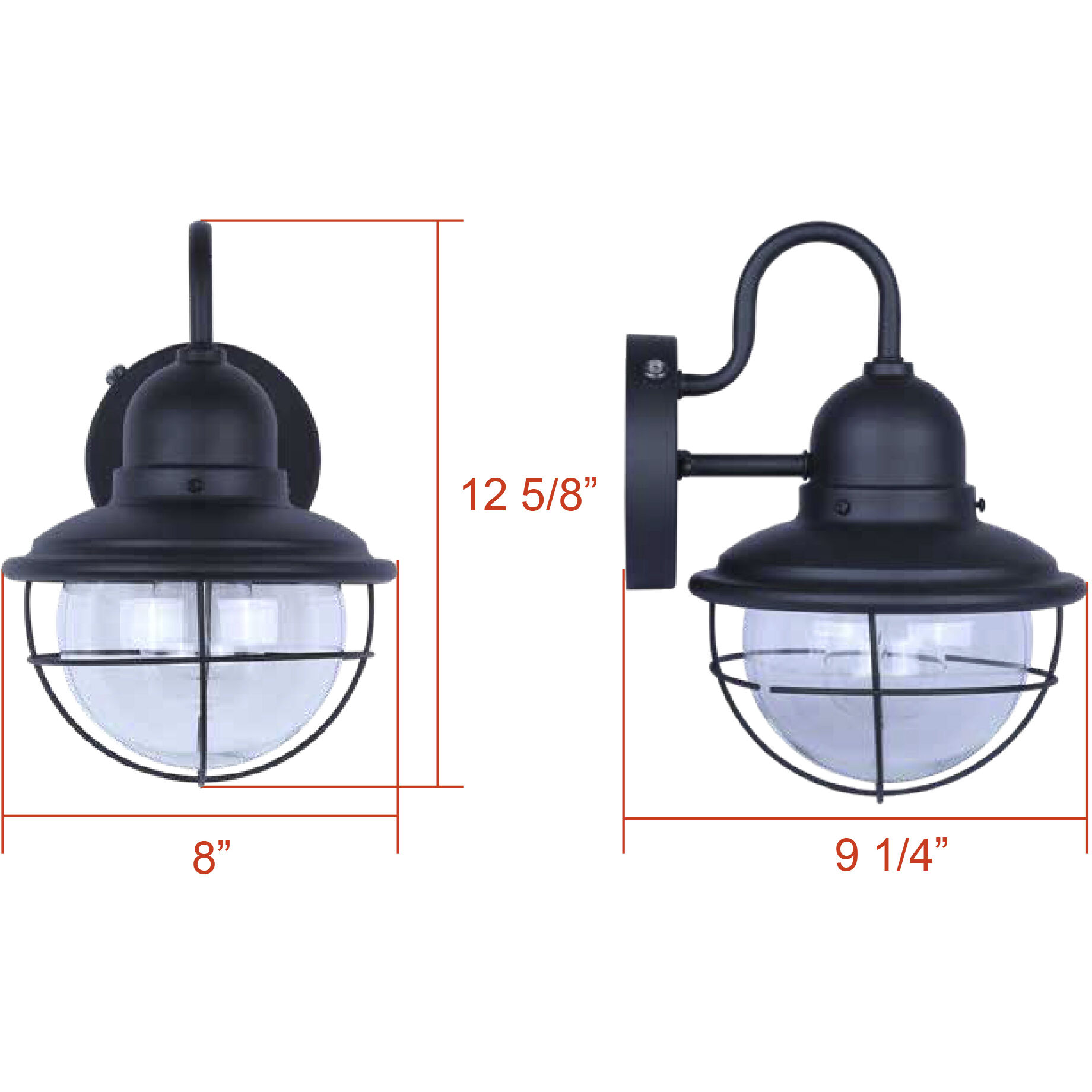 Alaric 1 Light 12.63 inch Black Outdoor Wall Lantern