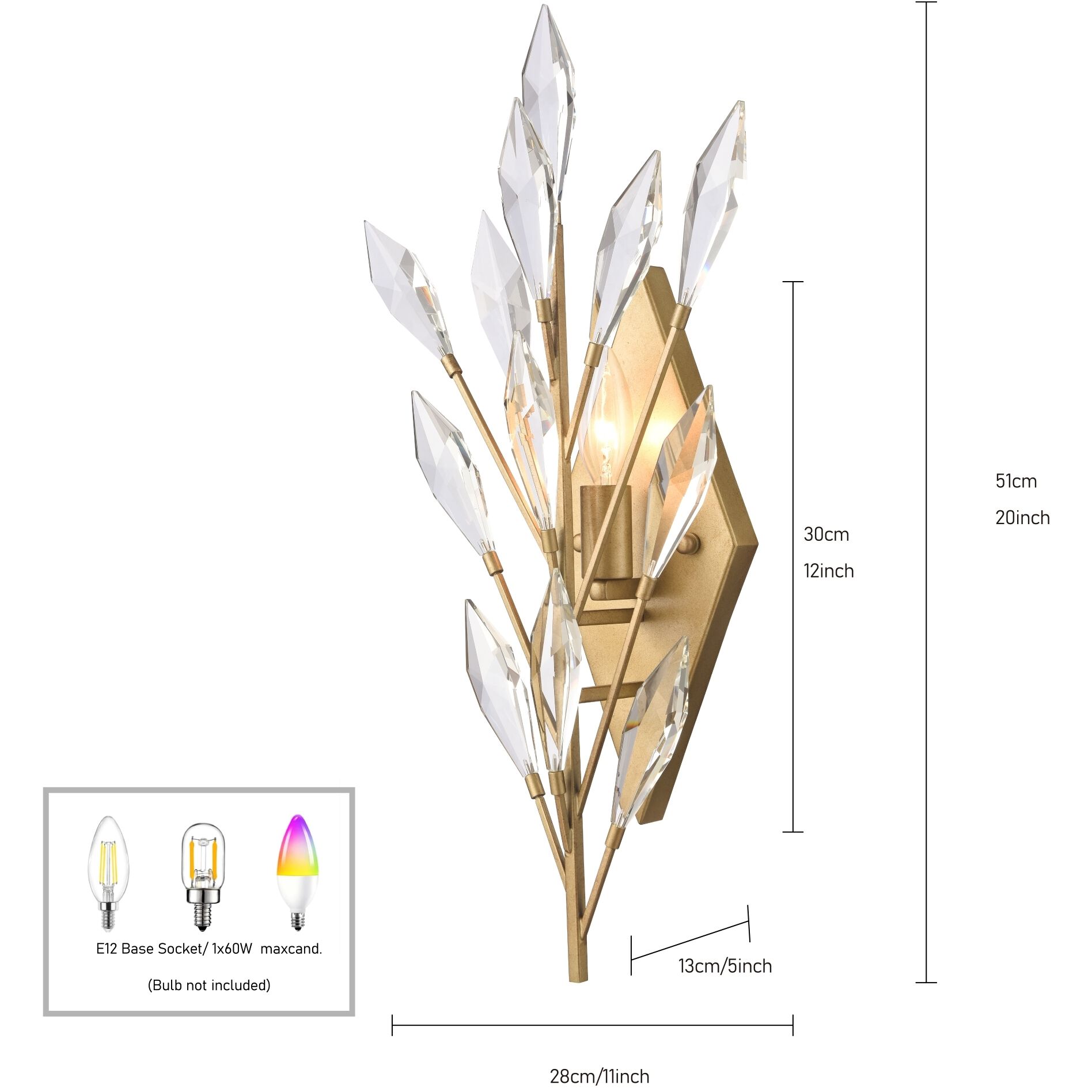 Crystal Fusion 1 Light 5.25 inch Peruvian Gold Sconce Wall Light