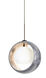 Pogo 1 Light Bronze Pendant Ceiling Light in Halogen, Silver and Opal Matte Glass