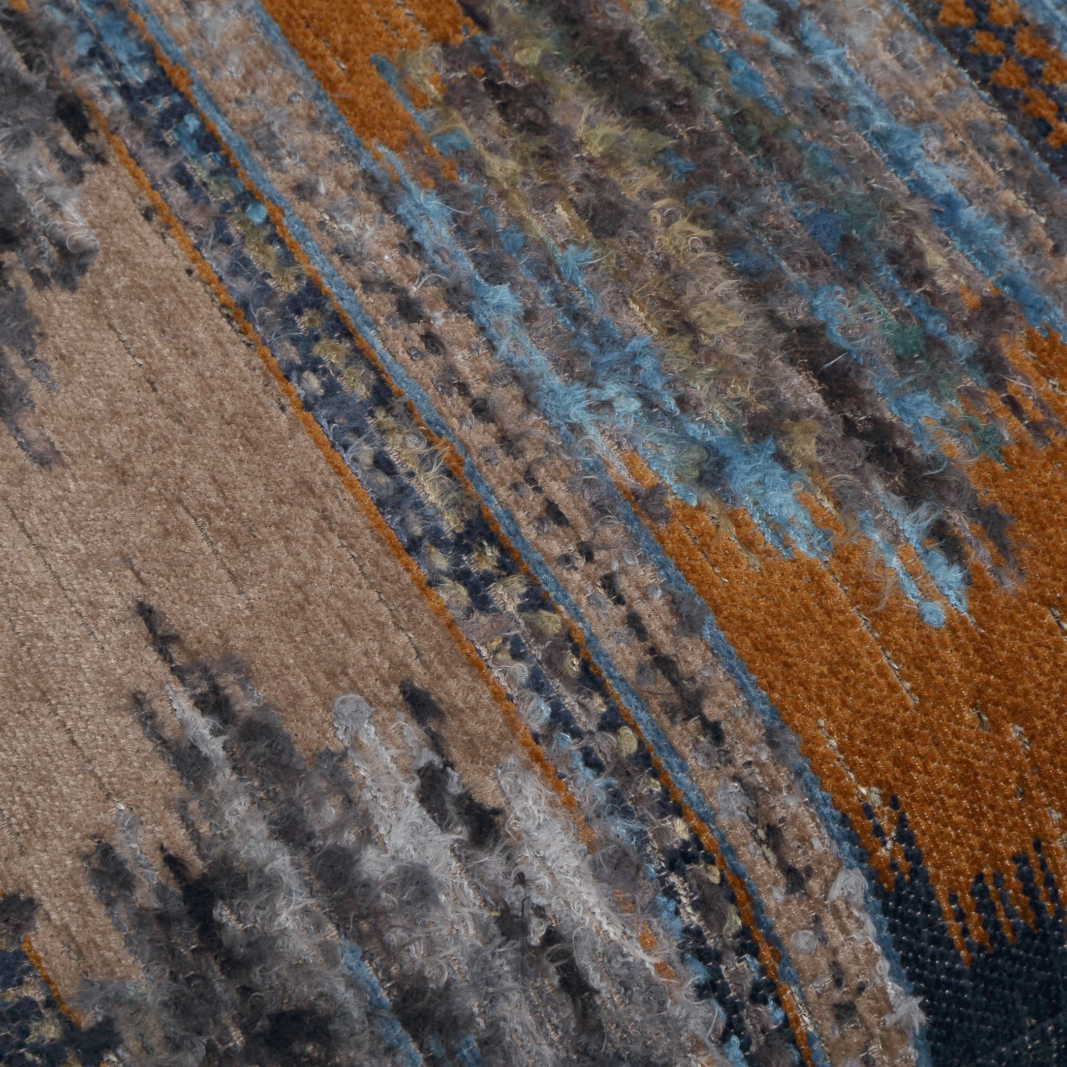 Lainey Sapphire and Rust and Spa Blue with Walnut Armchair