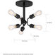 Faraday 6 Light 16.5 inch Black Semi Flush Mount Ceiling Light