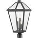 Talbot 3 Light 23.75 inch Black Outdoor Post Mount Fixture in Clear Beveled Glass