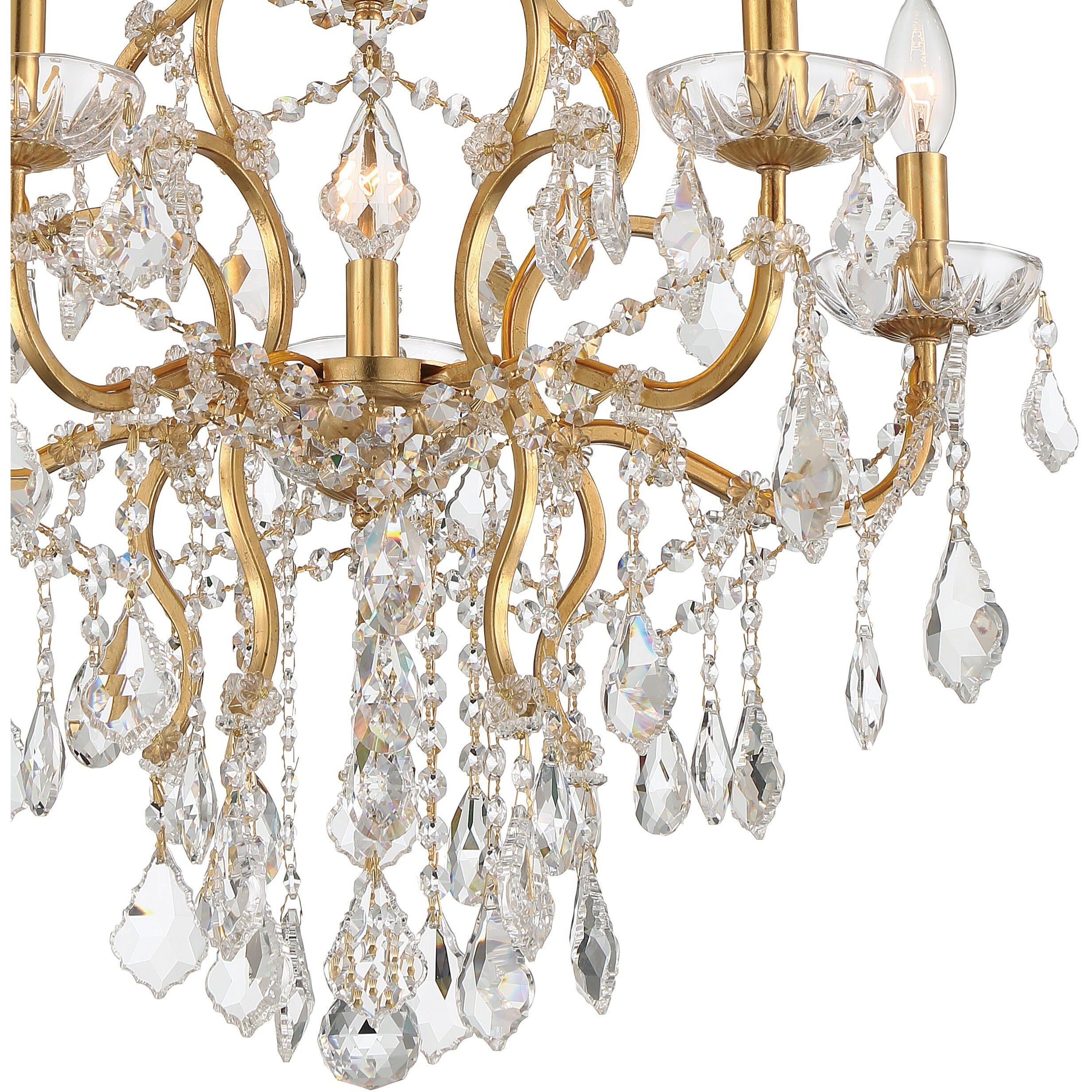 Filmore 6 Light 23 inch Antique Gold Chandelier Ceiling Light in Clear Swarovski Strass