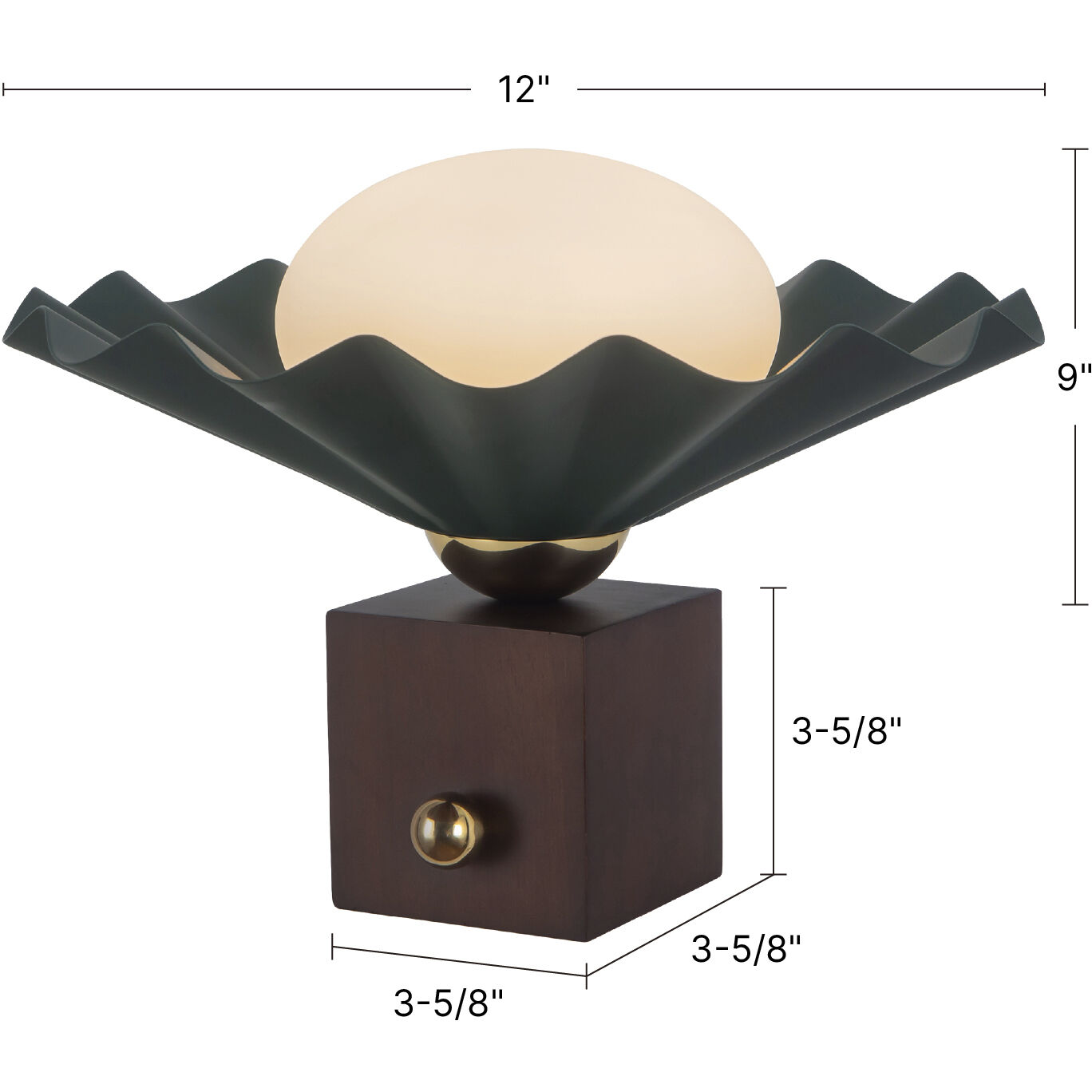 Furrow 9 inch 60 watt Pine Green Table Lamp Portable Light