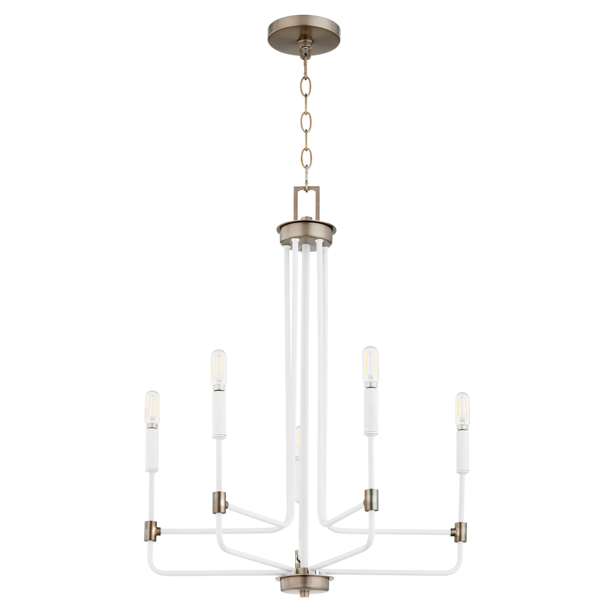 Davies 5 Light 21 inch Studio White with Dark Brass Chandelier Ceiling Light