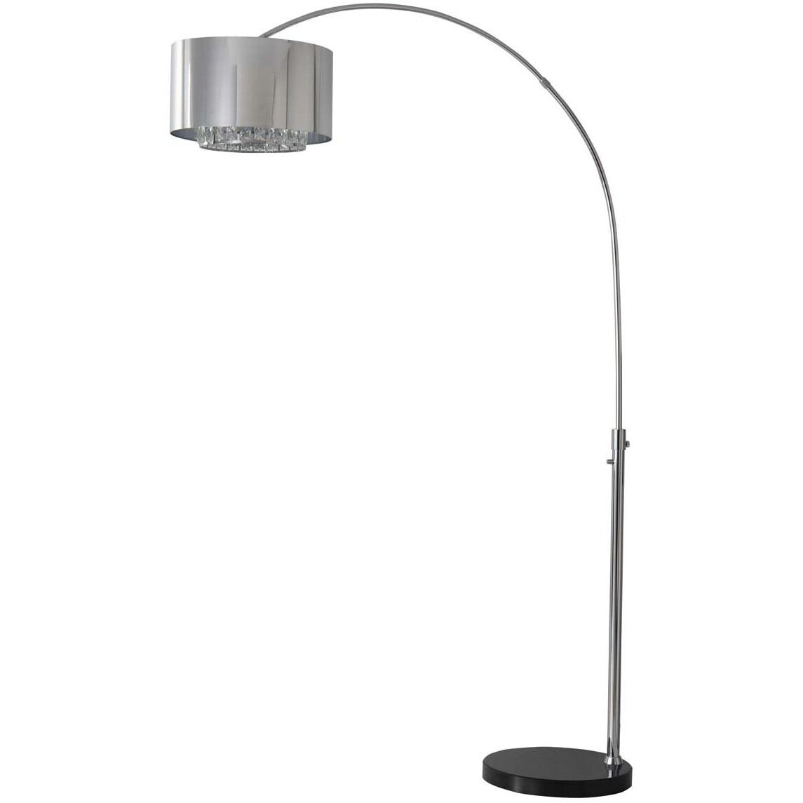 Marilyn 90 inch 150.00 watt Polished Chrome and Black Arc Floor Lamp Portable Light