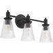 Lawton 3 Light 22 inch Matte Black Vanity Light Wall Light