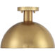 Vintage 1 Light 12 inch Natural Brass Semi-Flush Ceiling Light