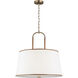 Katie 4 Light 26 inch Time Worn Brass / Saddle Leather Pendant Ceiling Light