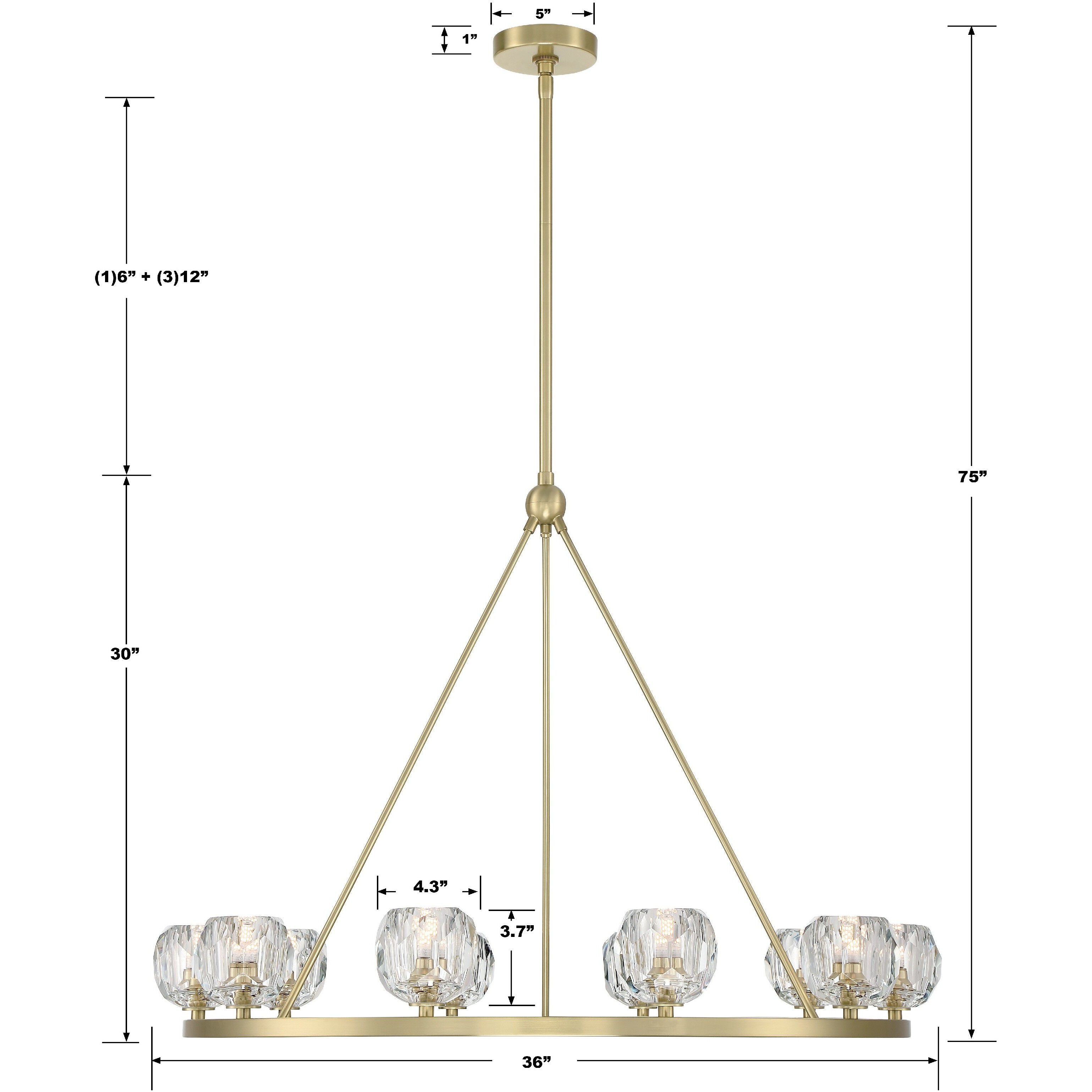 Aragon 10 Light 36 inch Soft Brass Chandelier Ceiling Light