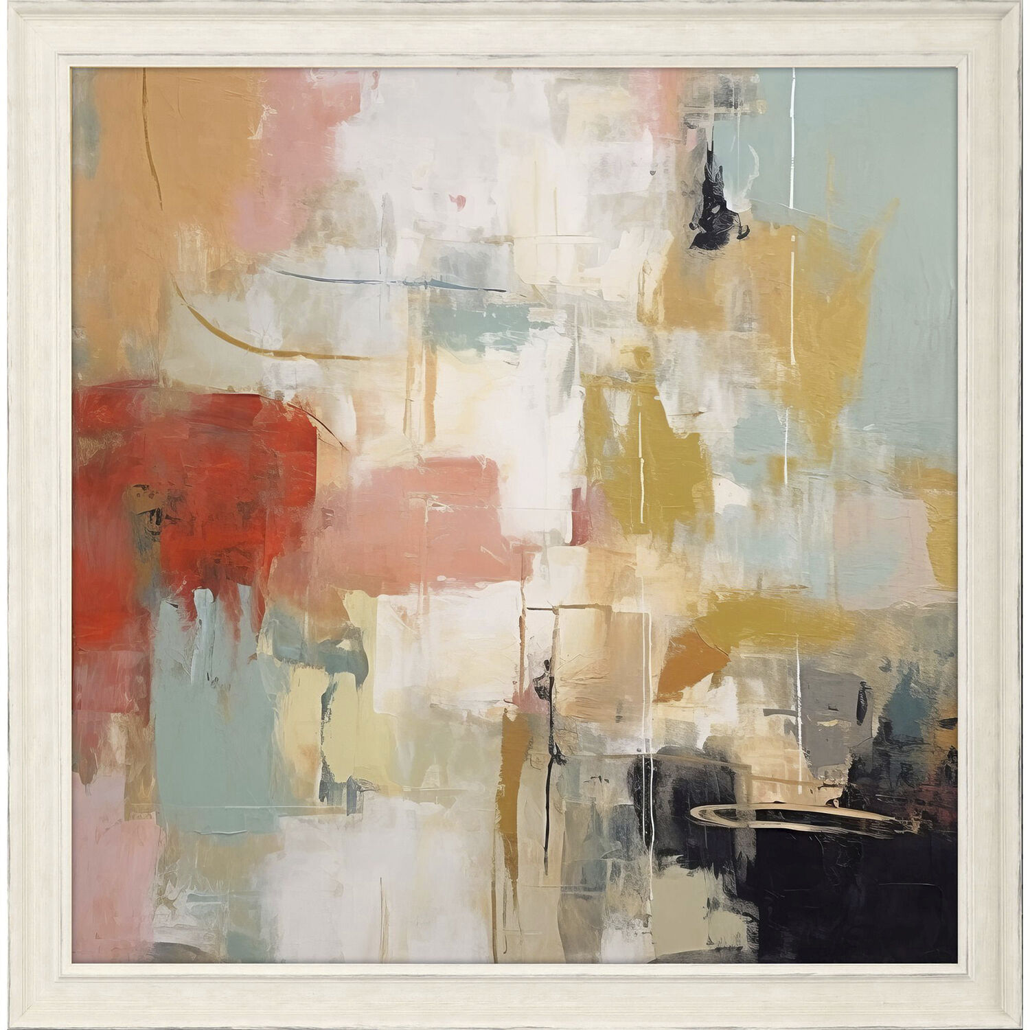 Vibrant Serenity Blue and Orange and Pink and Yellow Framed Art