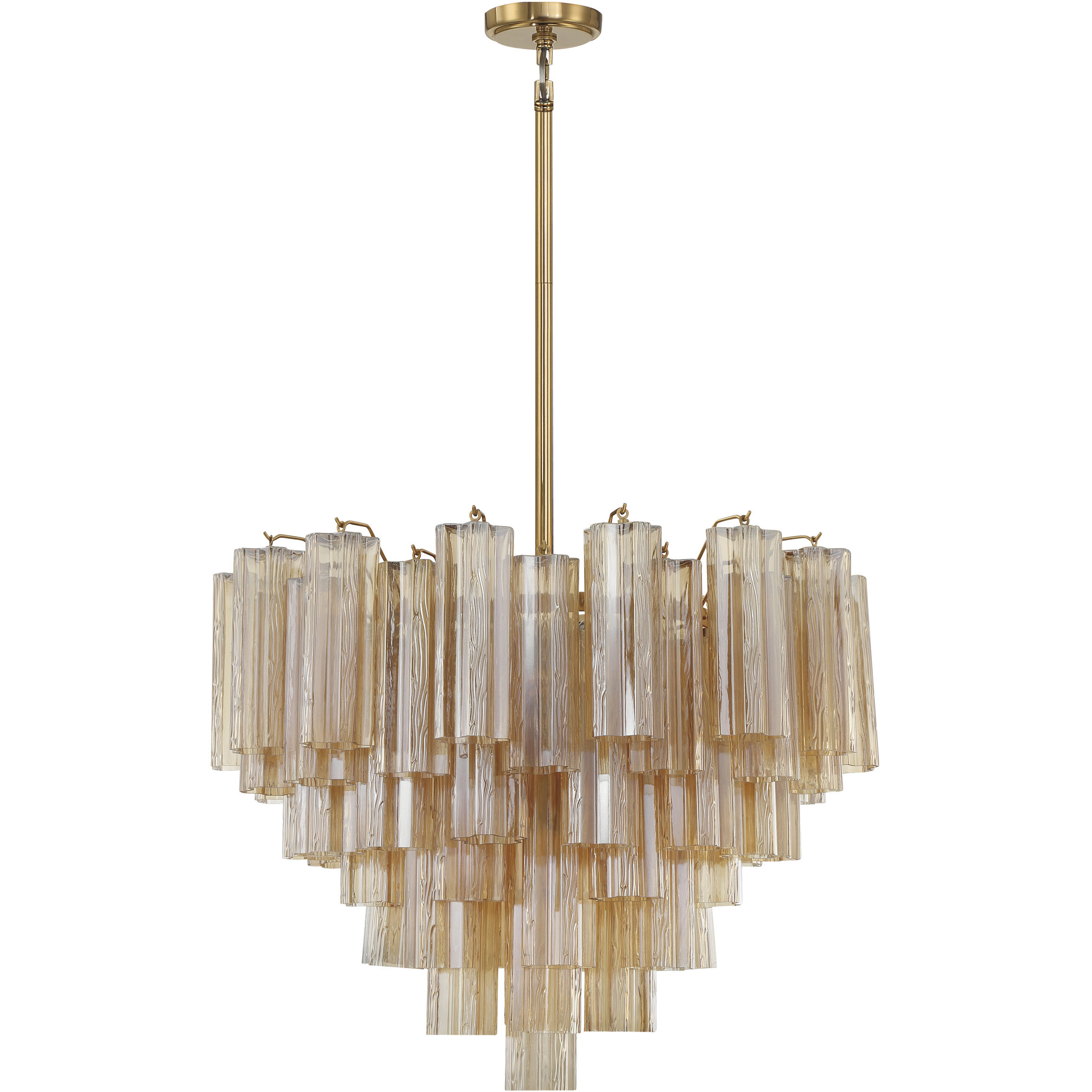 Addis 12 Light 26.75 inch Aged Brass Chandelier Ceiling Light in Tronchi Glass Amber