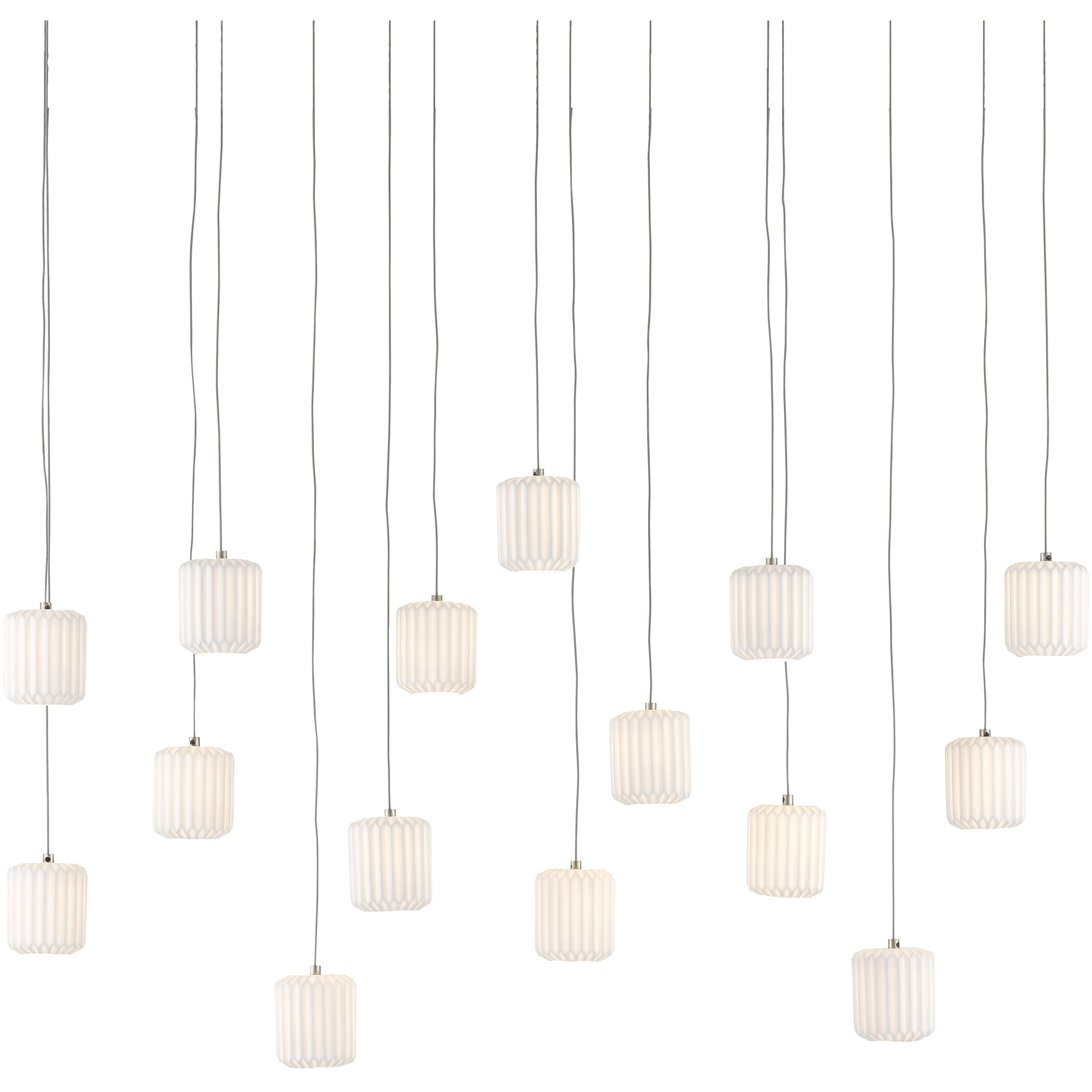 Dove 15 Light 48 inch Painted Silver/White Multi-Drop Pendant Ceiling Light