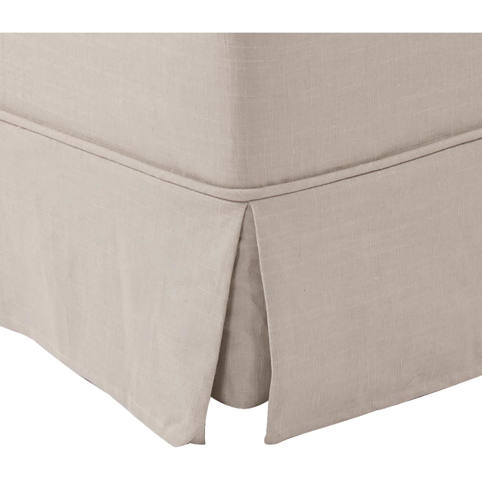 Universal 18 inch Natural Skirted Ottoman, 36in Square, The Linen Collection